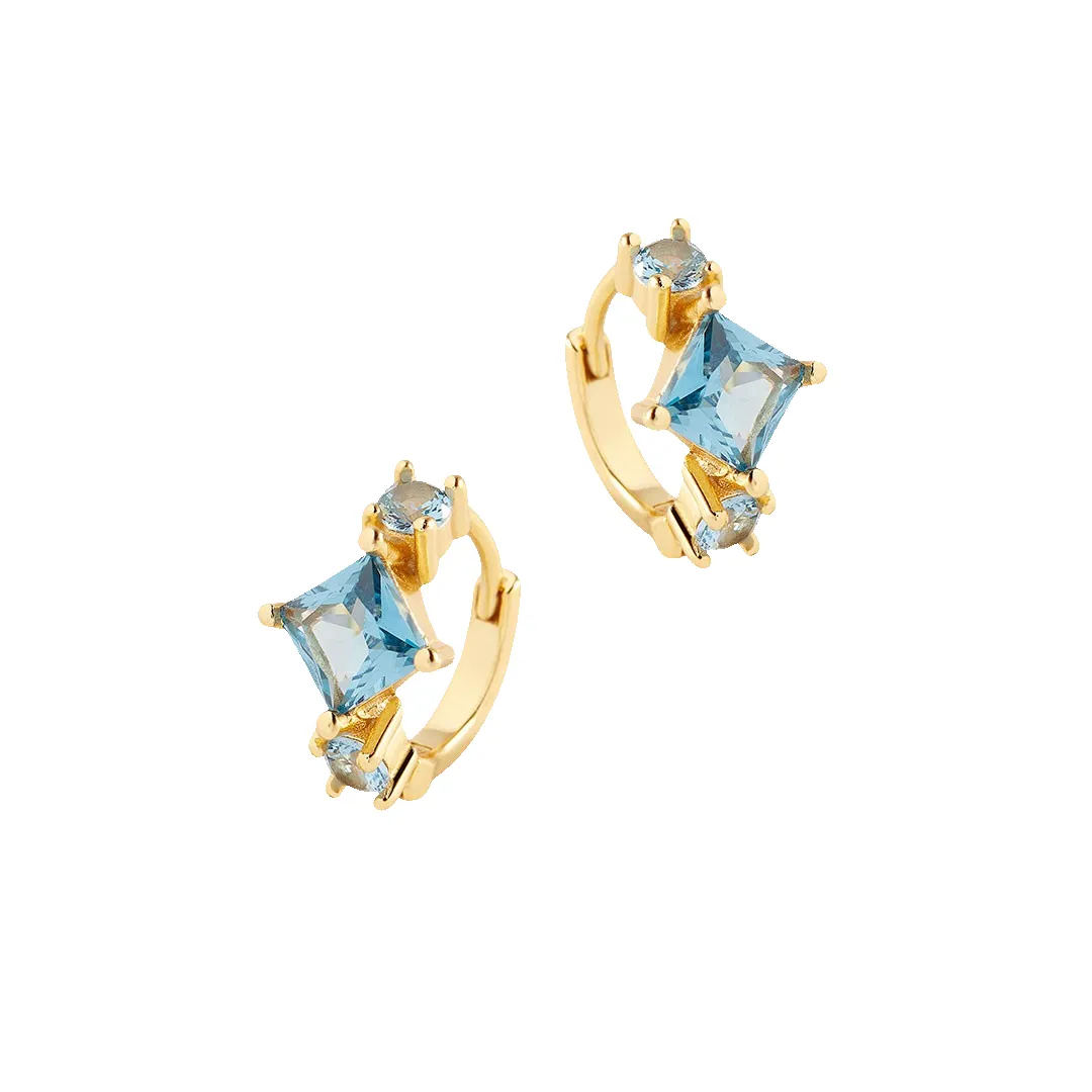 Aquamarine Huggie Hoops sold by Mint & Lilly
