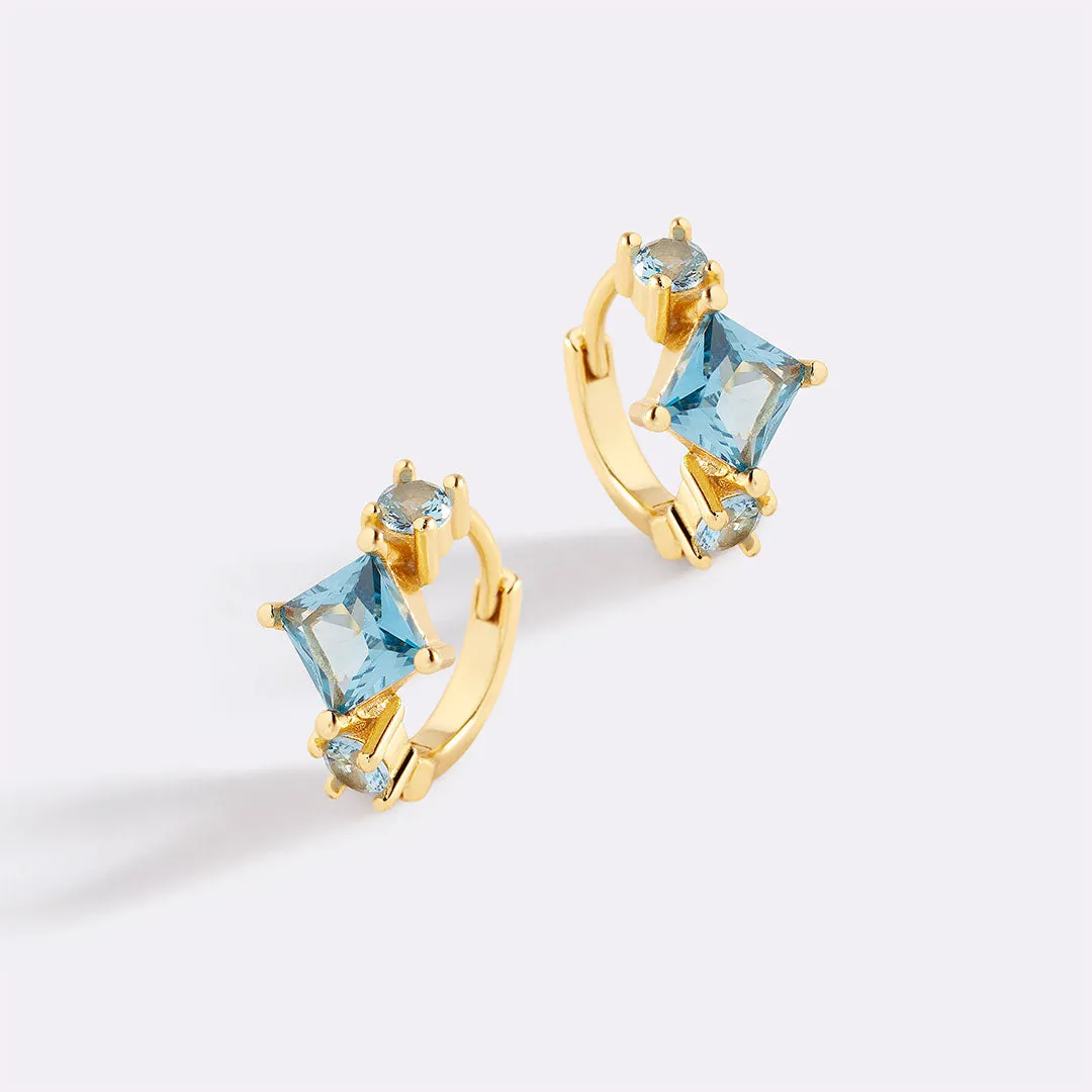 Aquamarine Huggie Hoops sold by Mint & Lilly product image thumbnail 2