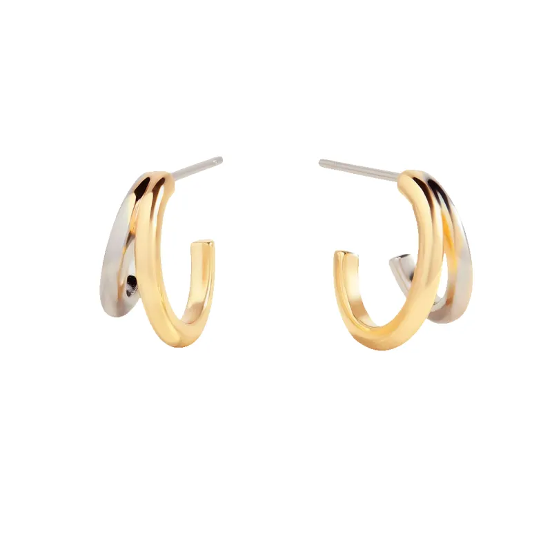 Mixed Metal Double Hoop Earrings made by Mint & Lilly