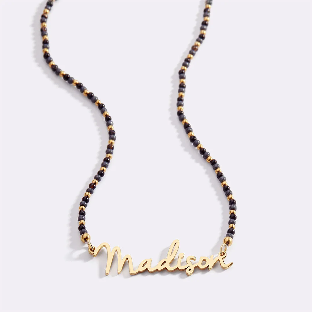Onyx Beaded Fairy Name Necklace sold by Mint & Lilly product image thumbnail 2