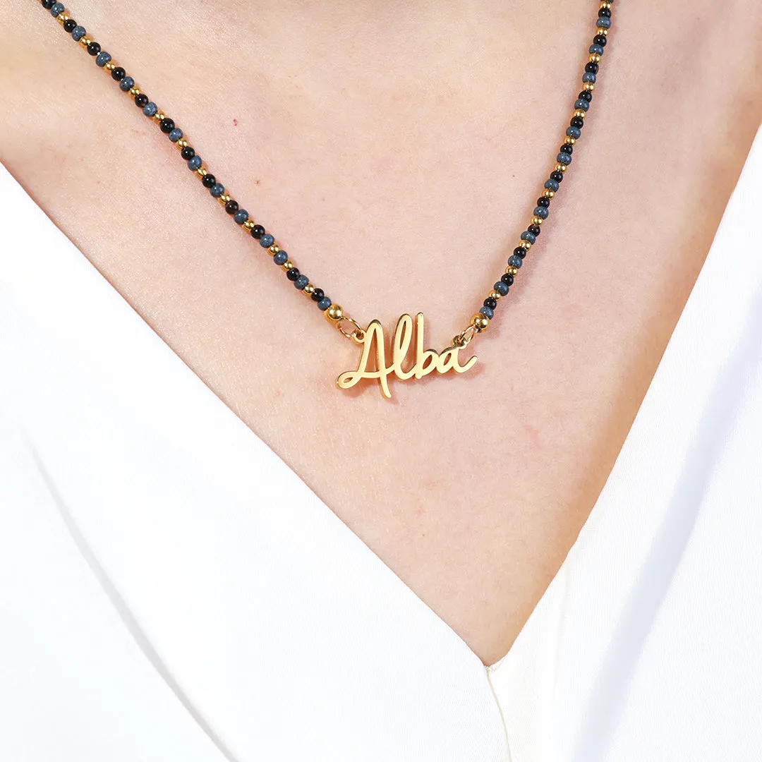 Onyx Beaded Fairy Name Necklace sold by Mint & Lilly product image thumbnail 5