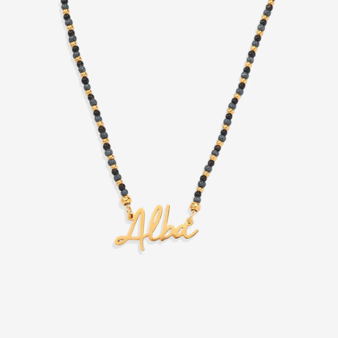 Onyx Beaded Fairy Name Necklace sold by Mint & Lilly product image thumbnail 4