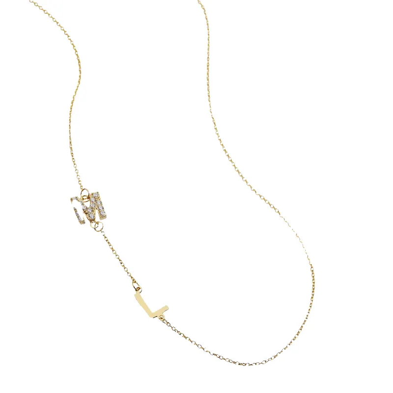 Custom Diamond & Gold 2 Initial Necklace made by Mint & Lilly