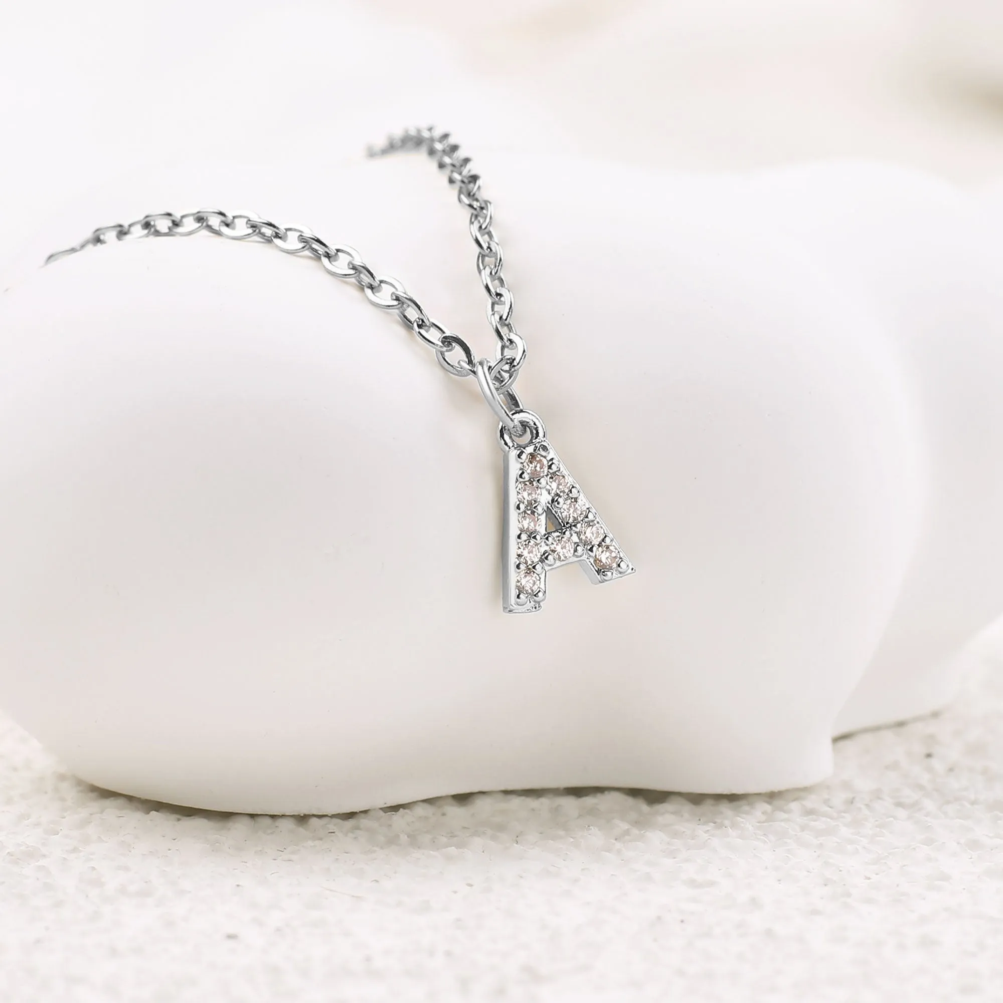 Sterling Silver Pavé Uppercase Initial Necklace sold by Mint & Lilly product image thumbnail 5