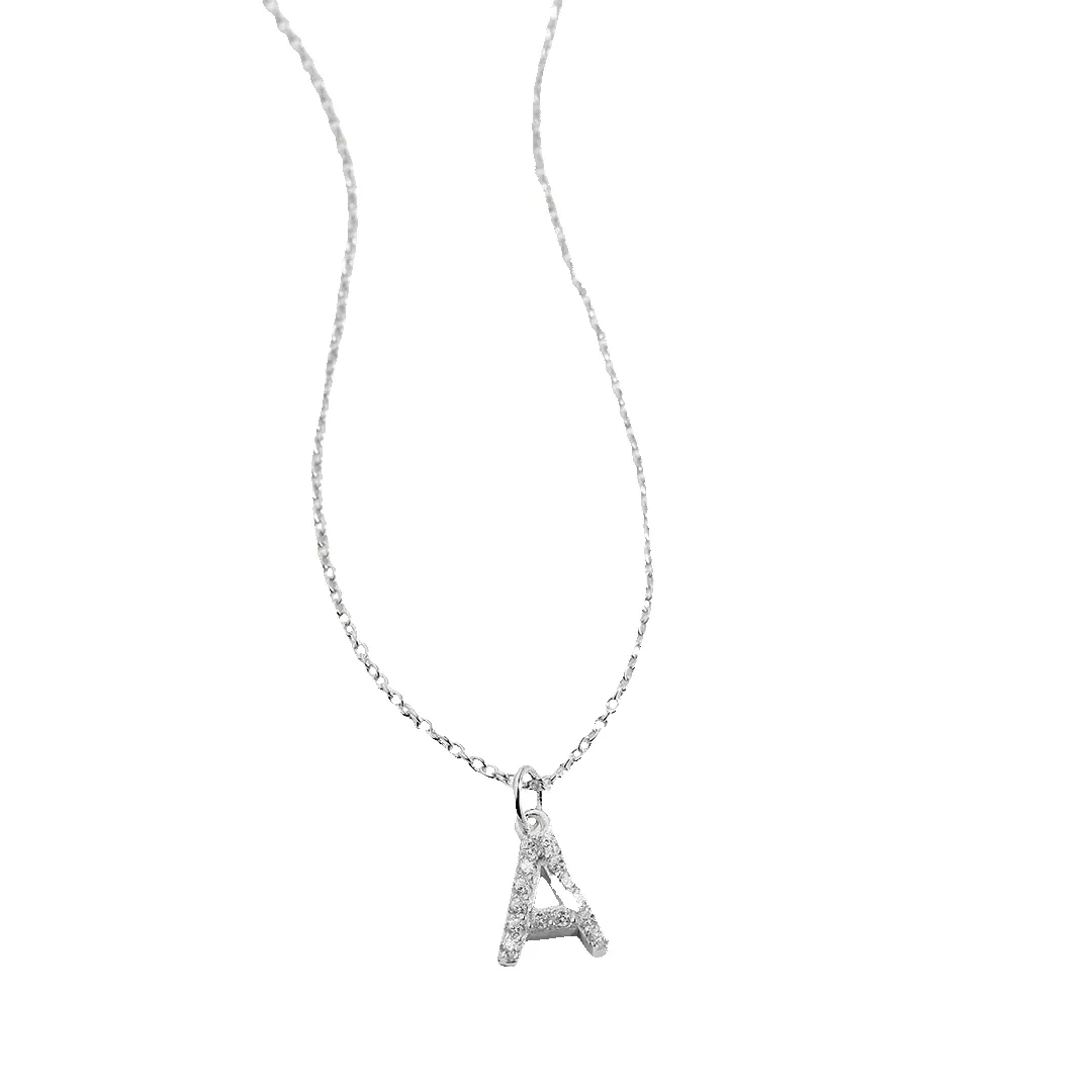 Sterling Silver Pavé Uppercase Initial Necklace sold by Mint & Lilly product image thumbnail 3