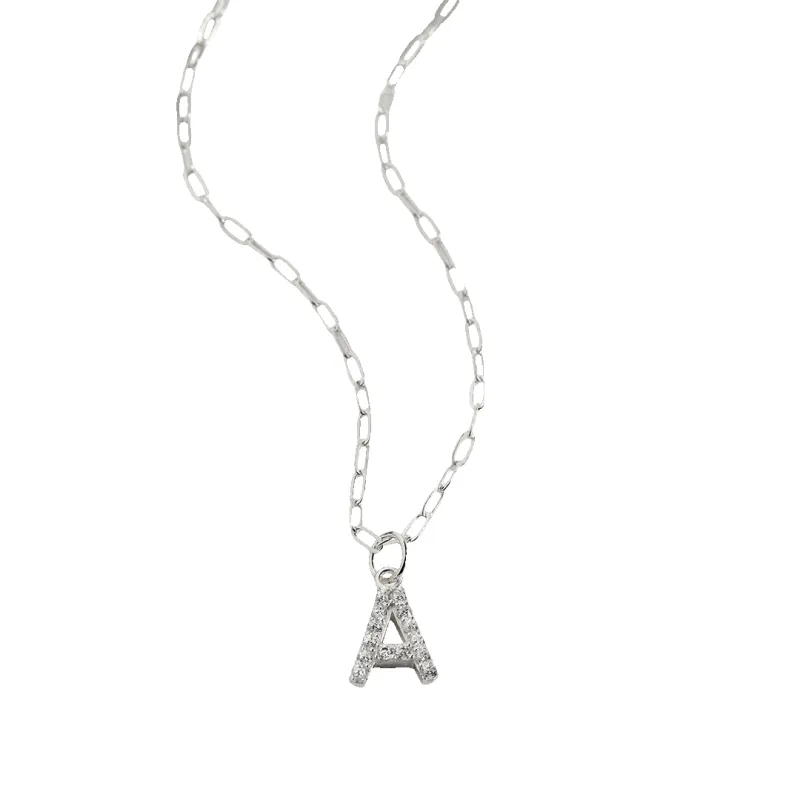 Sterling Silver Pavé Uppercase Initial Necklace made by Mint & Lilly