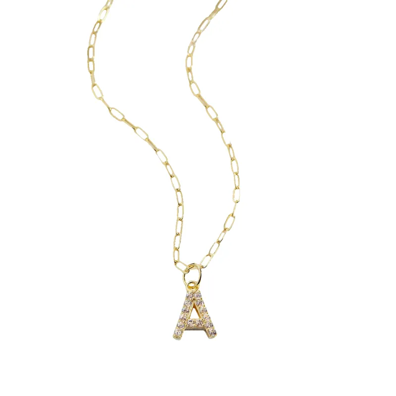 Gold Pavé Uppercase Initial Necklace made by Mint & Lilly