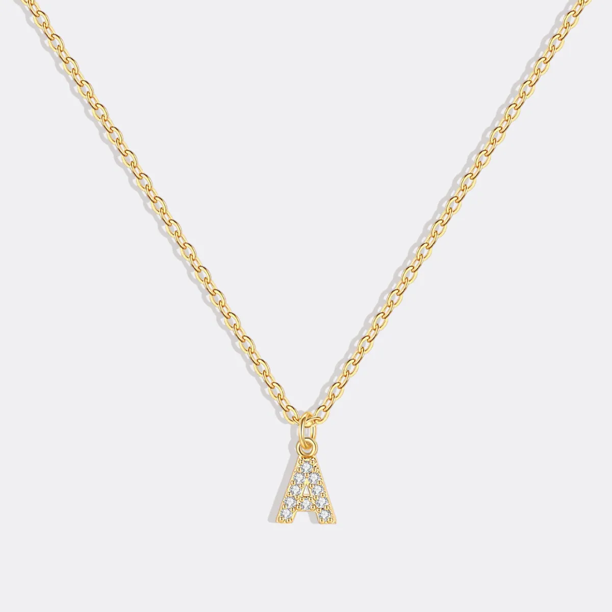Gold Pavé Uppercase Initial Necklace sold by Mint & Lilly product image thumbnail 2