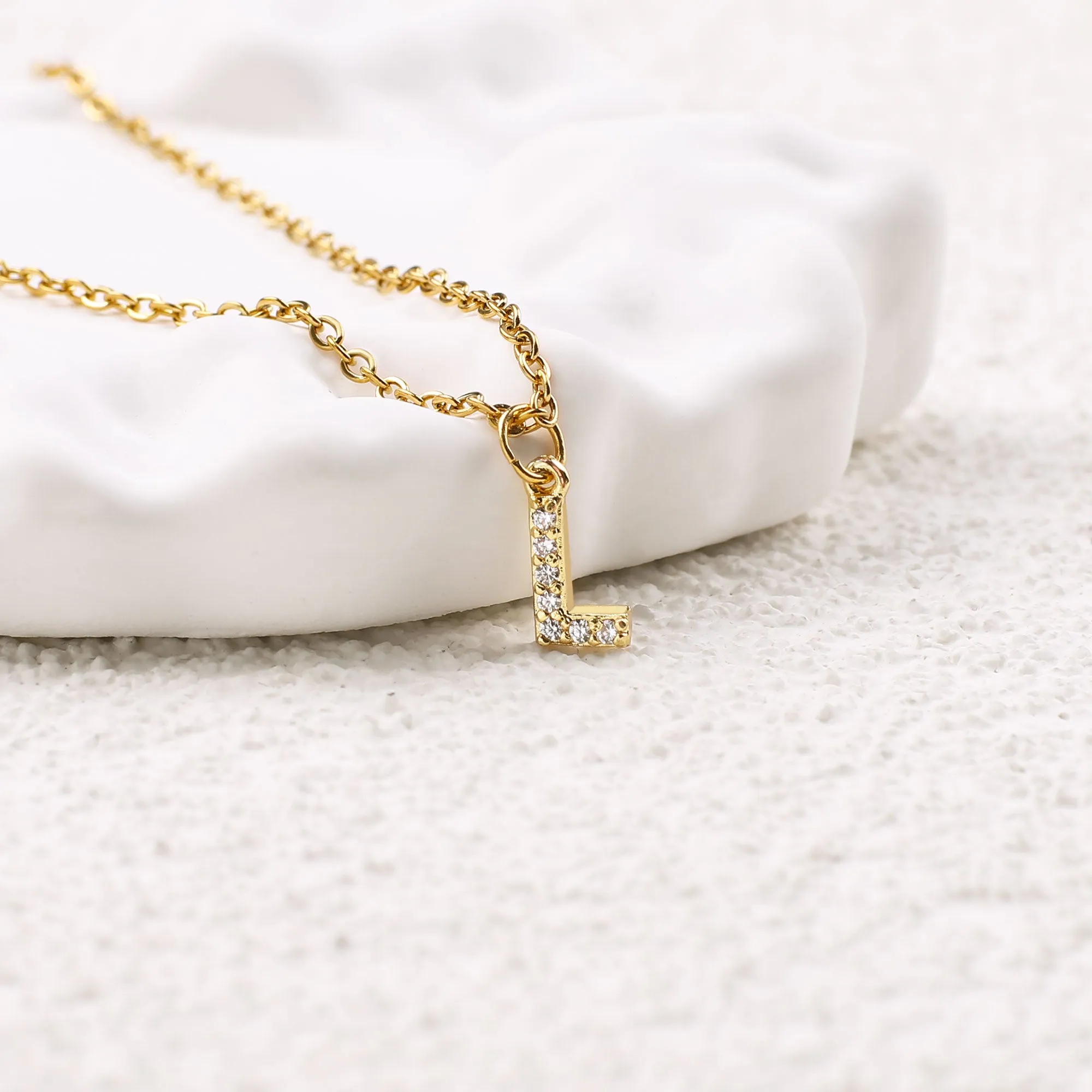 Gold Pavé Uppercase Initial Necklace sold by Mint & Lilly product image thumbnail 5