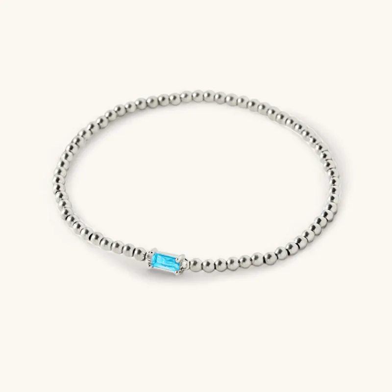 Sterling Silver Beaded Birthstone Bracelet sold by Mint & Lilly