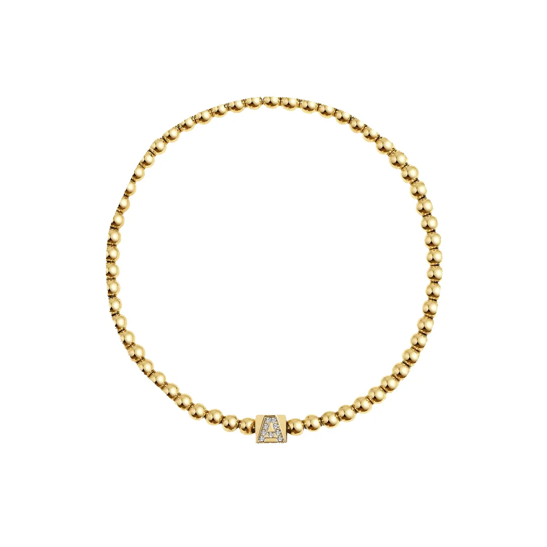 Gold Beaded Block Initial Bracelet sold by Mint & Lilly product image thumbnail 4
