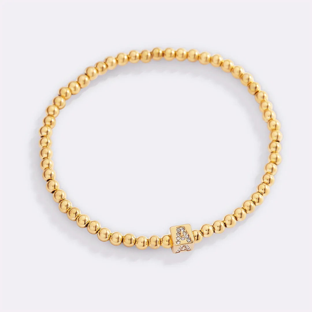 Gold Beaded Block Initial Bracelet sold by Mint & Lilly product image thumbnail 2