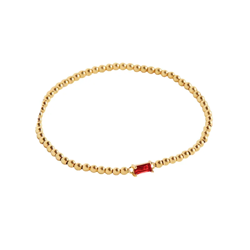 Gold Beaded Birthstone Bracelet sold by Mint & Lilly