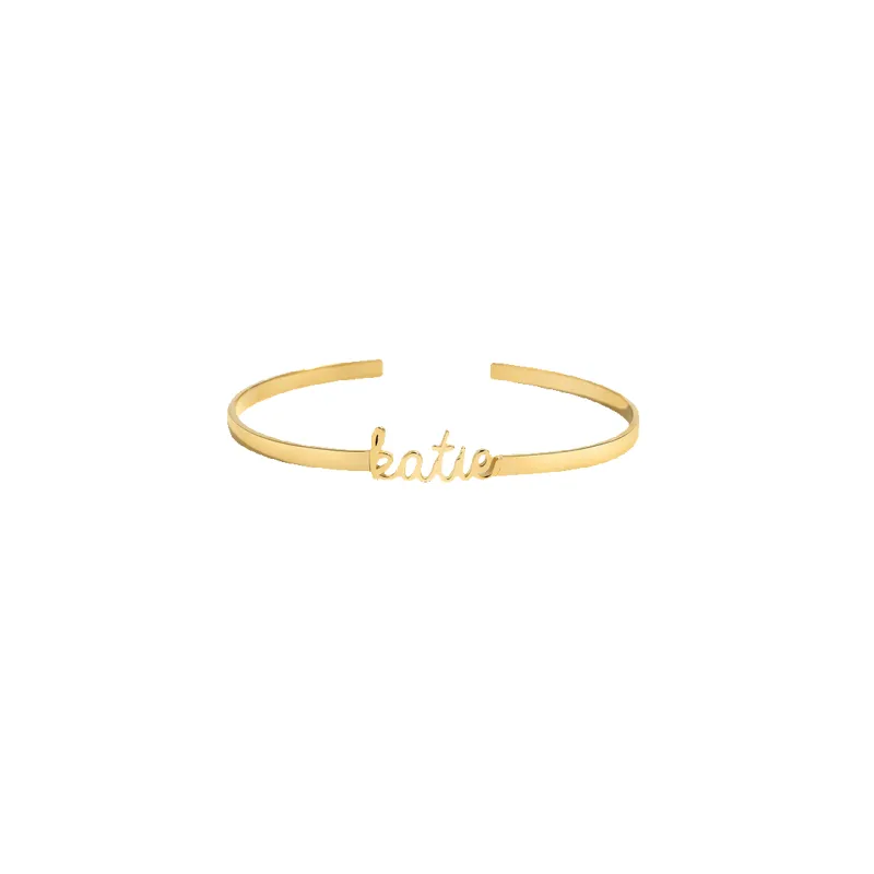 Dainty Name Cuff Bracelet sold by Mint & Lilly