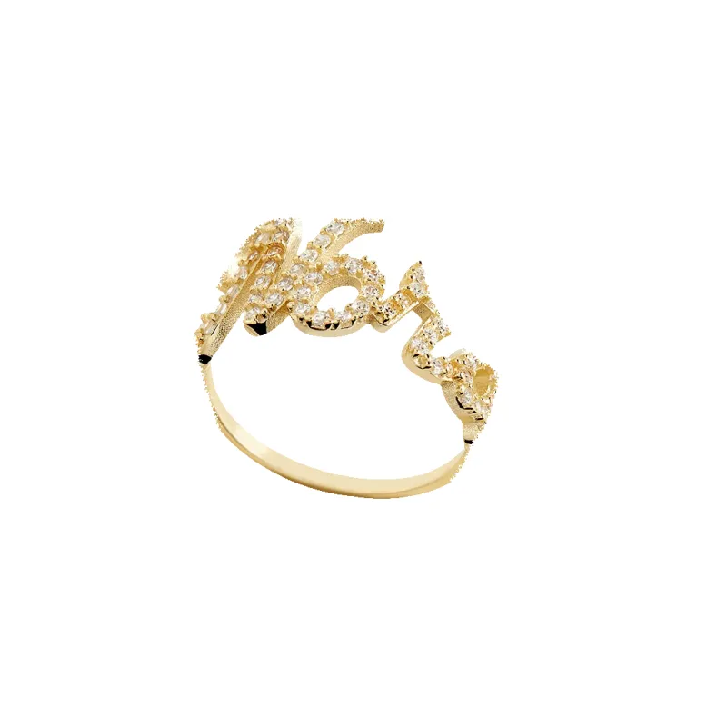 Pave Name Ring made by Mint & Lilly