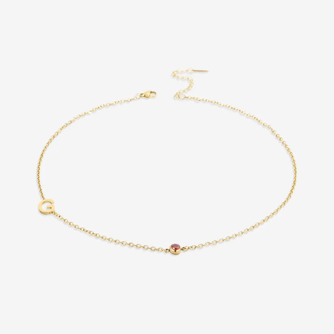 Initial Necklace with Birthstone Accent sold by Mint & Lilly product image thumbnail 2