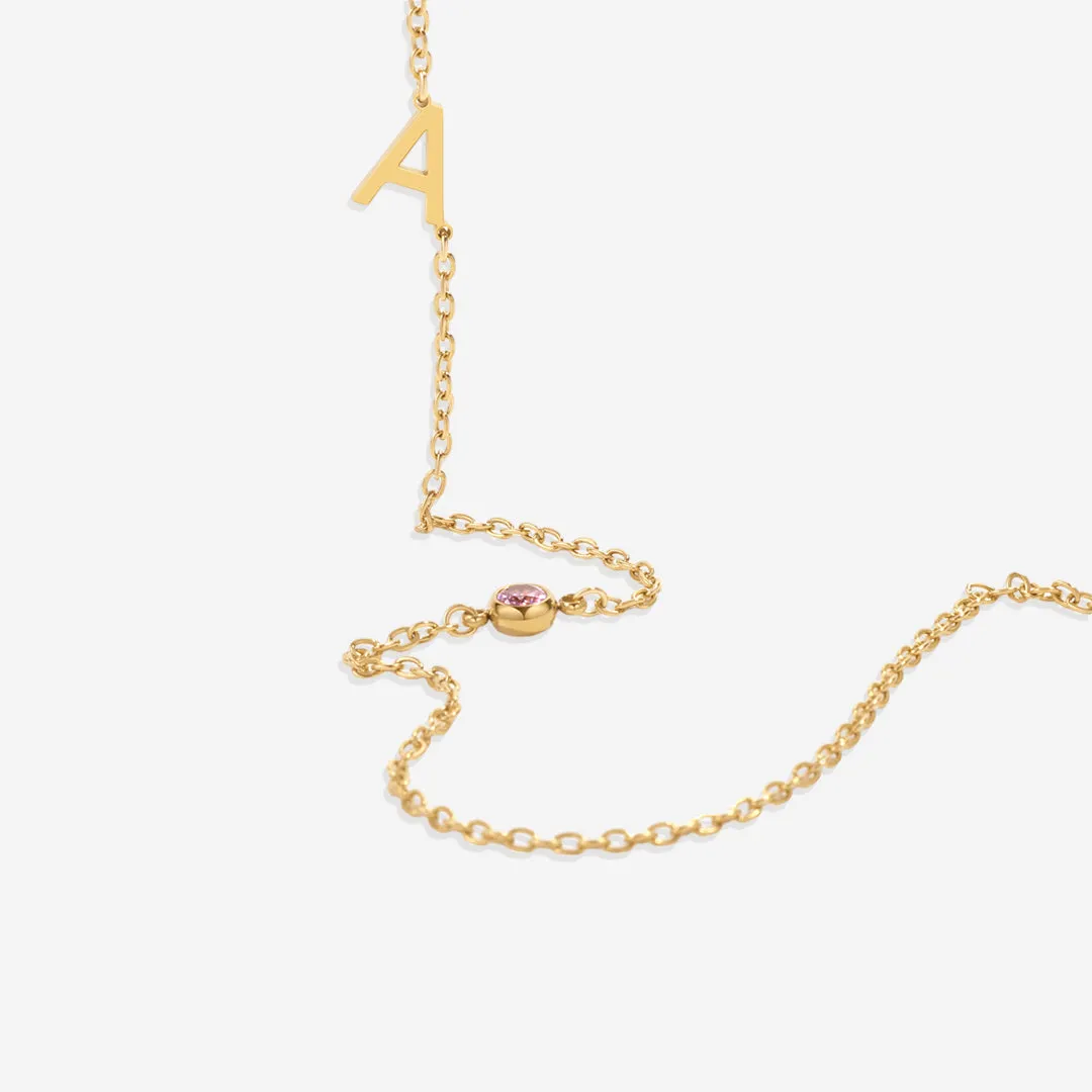 Initial Necklace with Birthstone Accent sold by Mint & Lilly product image thumbnail 4