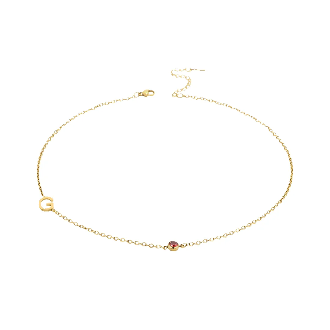 Initial Necklace with Birthstone Accent sold by Mint & Lilly product image thumbnail 5