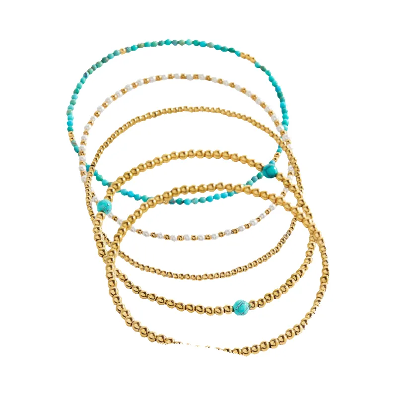 Turquoise Beaded Bracelet Stacking Set sold by Mint & Lilly