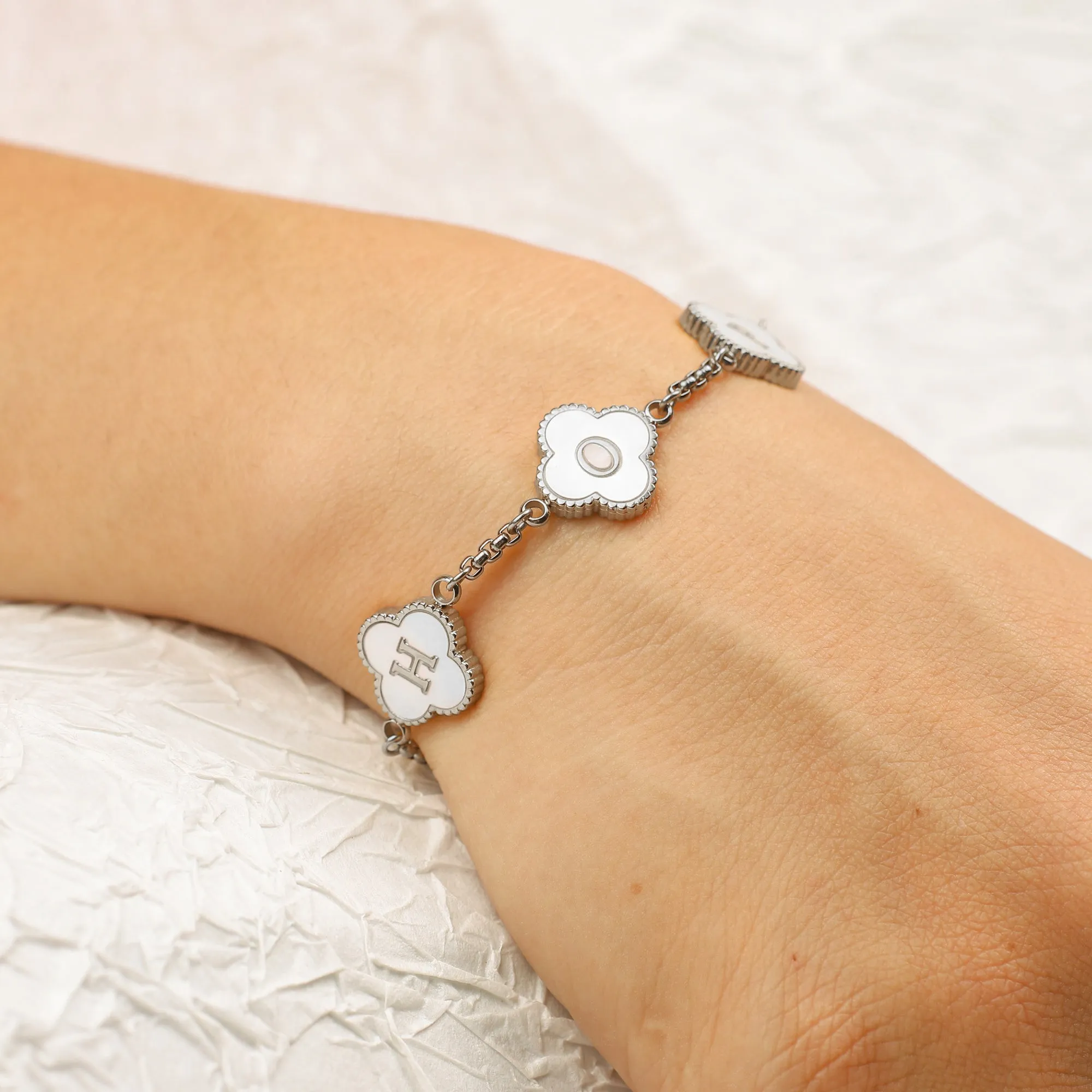 Clover Custom Name Bracelet sold by Mint & Lilly product image thumbnail 5