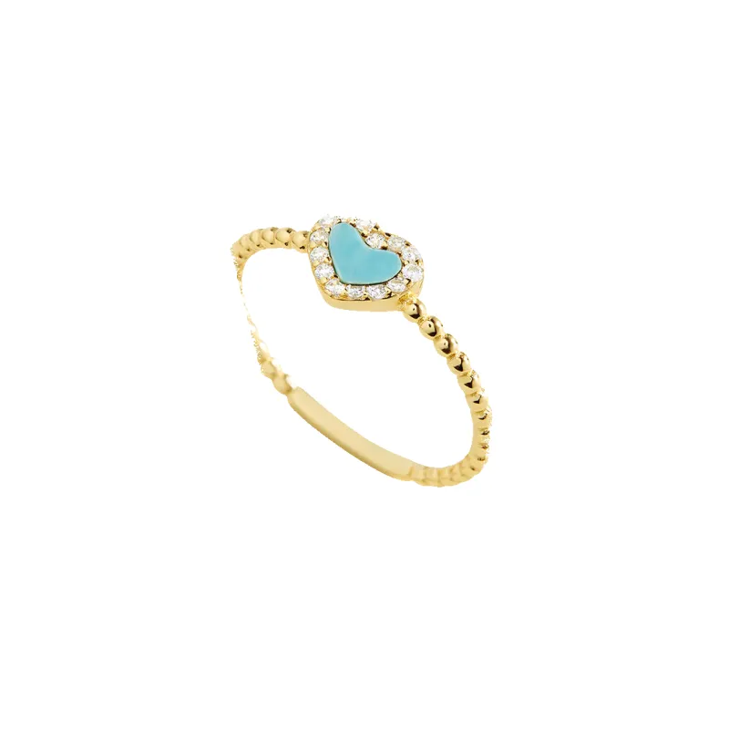 Tiny Gemstone Heart Stacking Ring made by Mint & Lilly