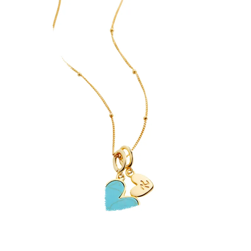 Turquoise Heart Initial Necklace sold by Mint & Lilly