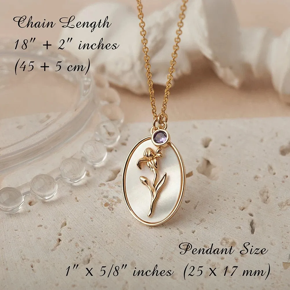 Pearl Birth Flower Pendant Necklace sold by Mint & Lilly product image thumbnail 4
