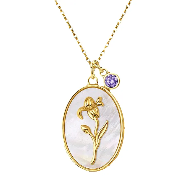 Pearl Birth Flower Pendant Necklace sold by Mint & Lilly product image thumbnail 5