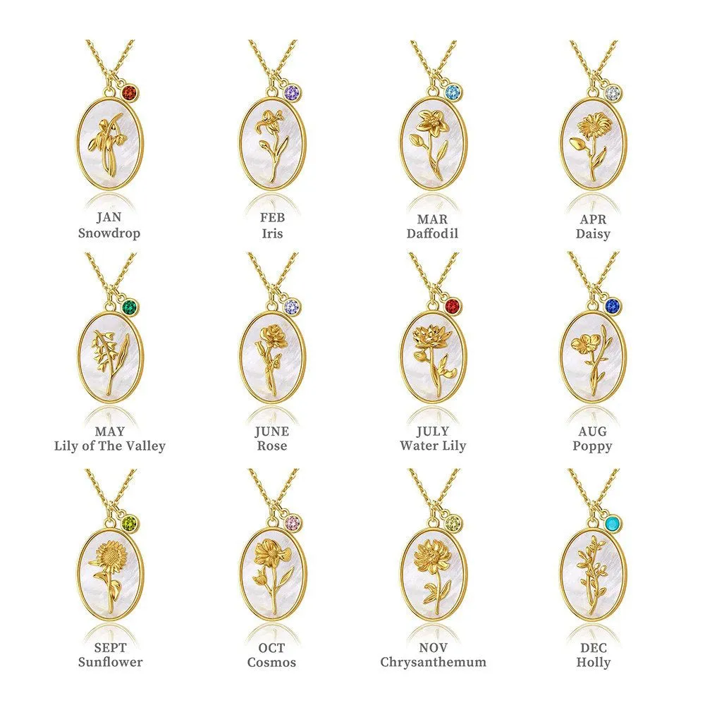 Pearl Birth Flower Pendant Necklace sold by Mint & Lilly product image thumbnail 3