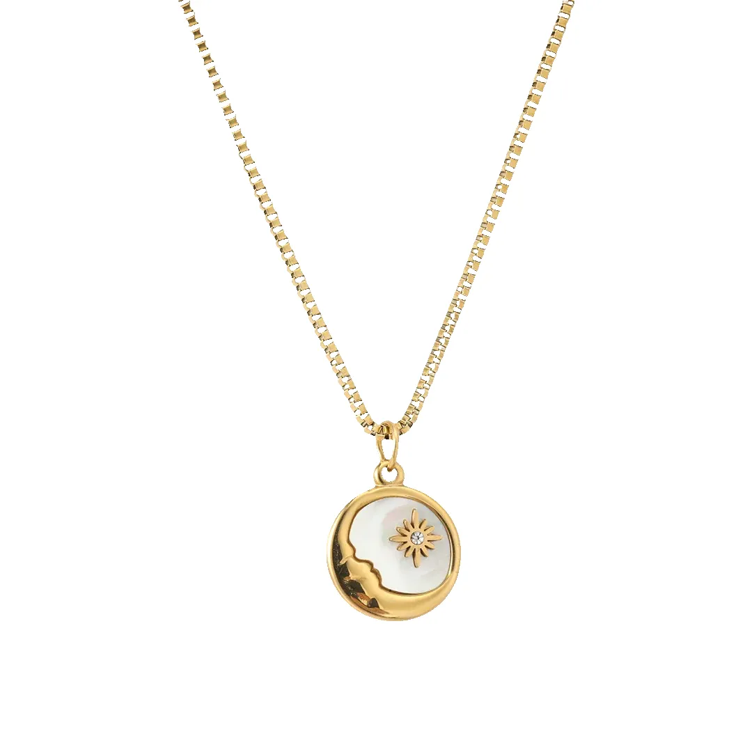 Mother of Pearl Moon Pendant Necklace sold by Mint & Lilly product image thumbnail 2