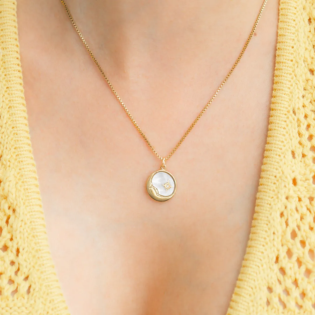 Mother of Pearl Moon Pendant Necklace sold by Mint & Lilly product image thumbnail 4