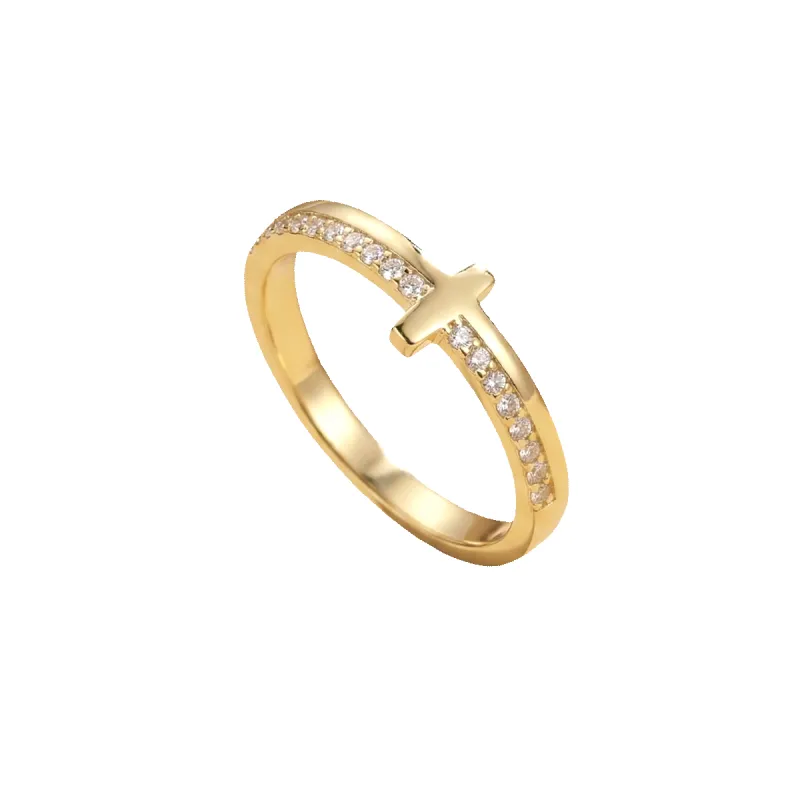 Let God Be In Control Golden Cross Ring made by Mint & Lilly