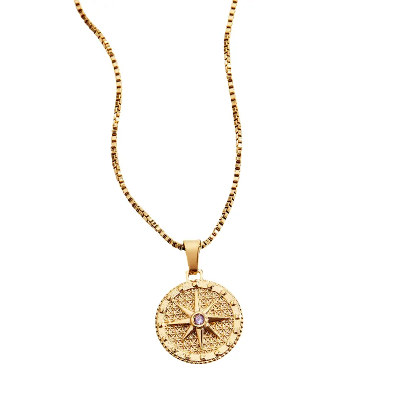 Birthstone Compass Pendant Necklace sold by Mint & Lilly
