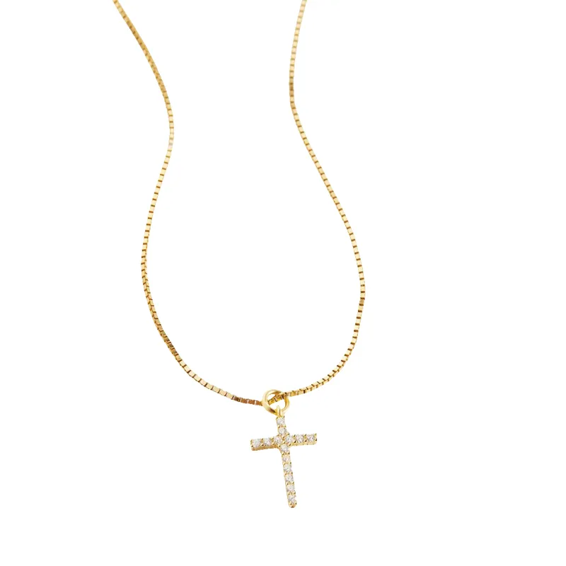 Pave Cross Necklace made by Mint & Lilly