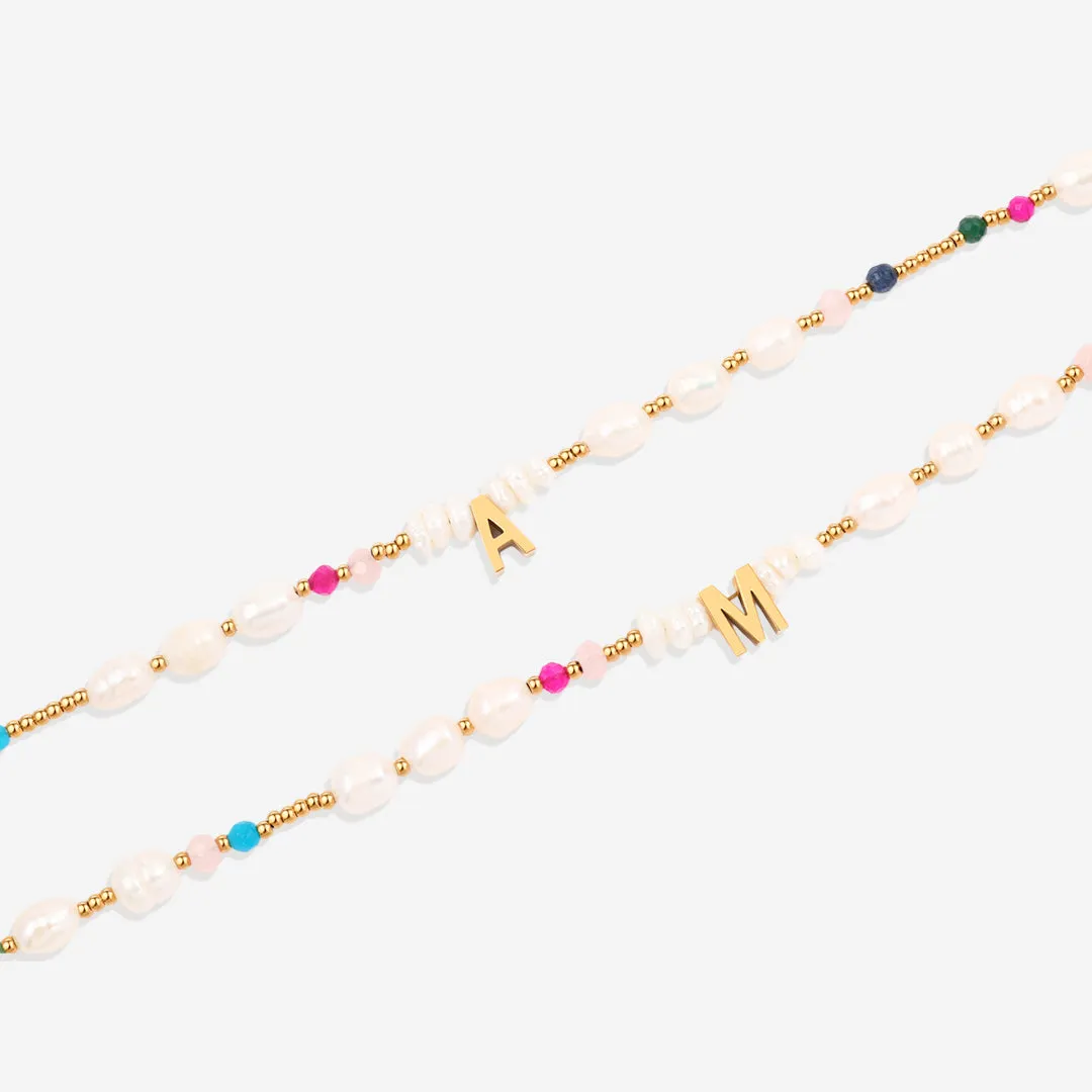 Gemstone and Pearl Initial Necklace sold by Mint & Lilly product image thumbnail 4