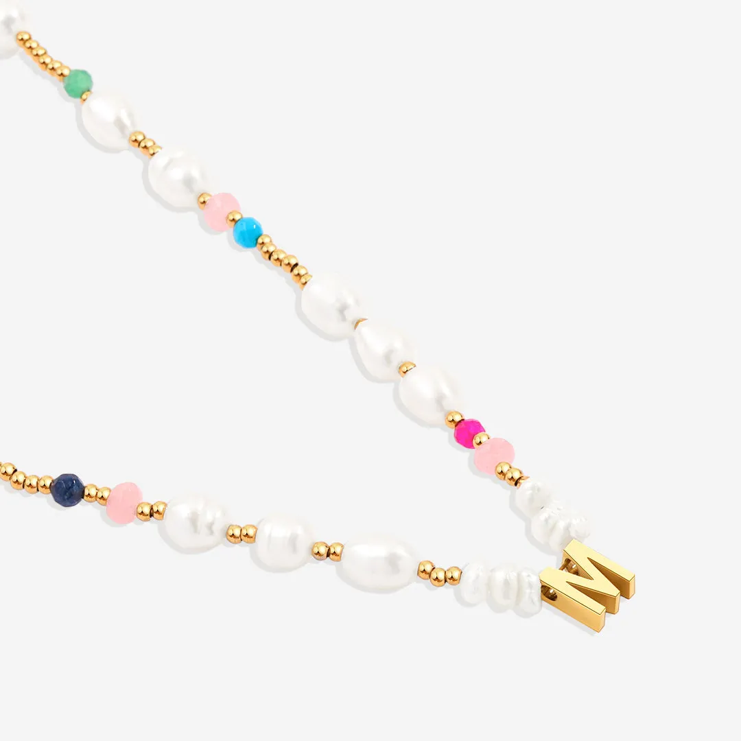 Gemstone and Pearl Initial Necklace sold by Mint & Lilly product image thumbnail 5
