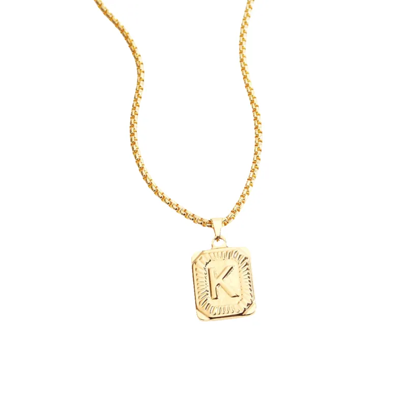 Initial Card Pendant Necklace with Rolo Chain sold by Mint & Lilly
