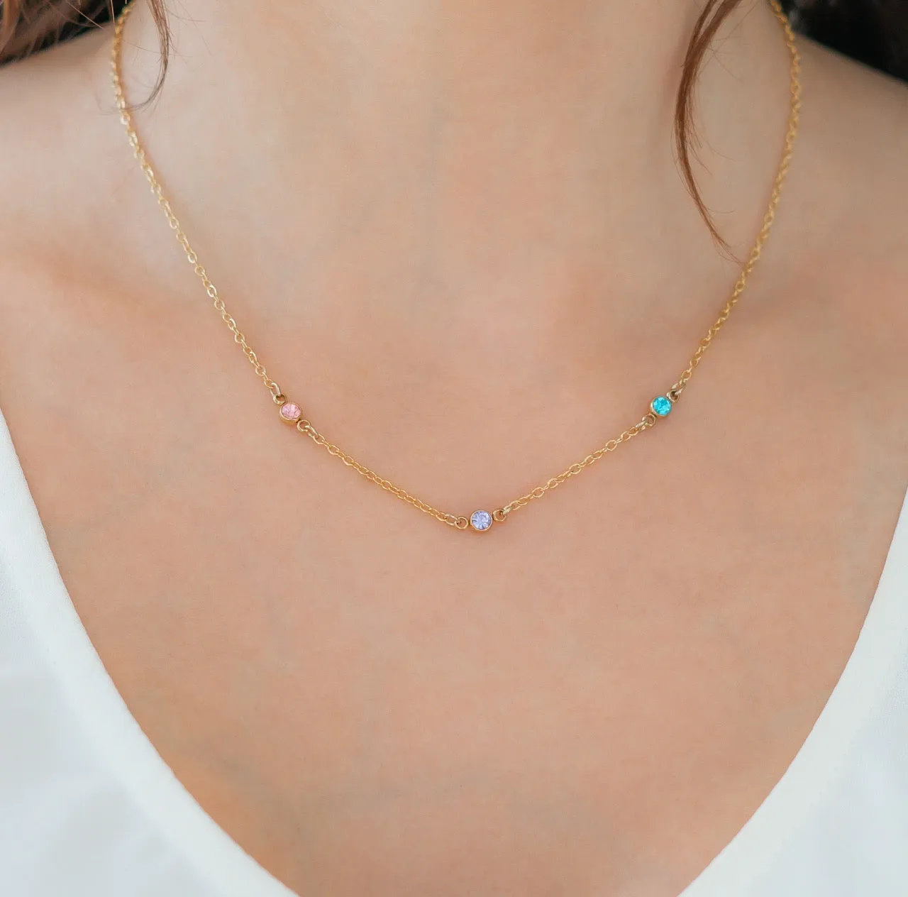 Dainty Birthstone Station Necklace sold by Mint & Lilly product image thumbnail 3