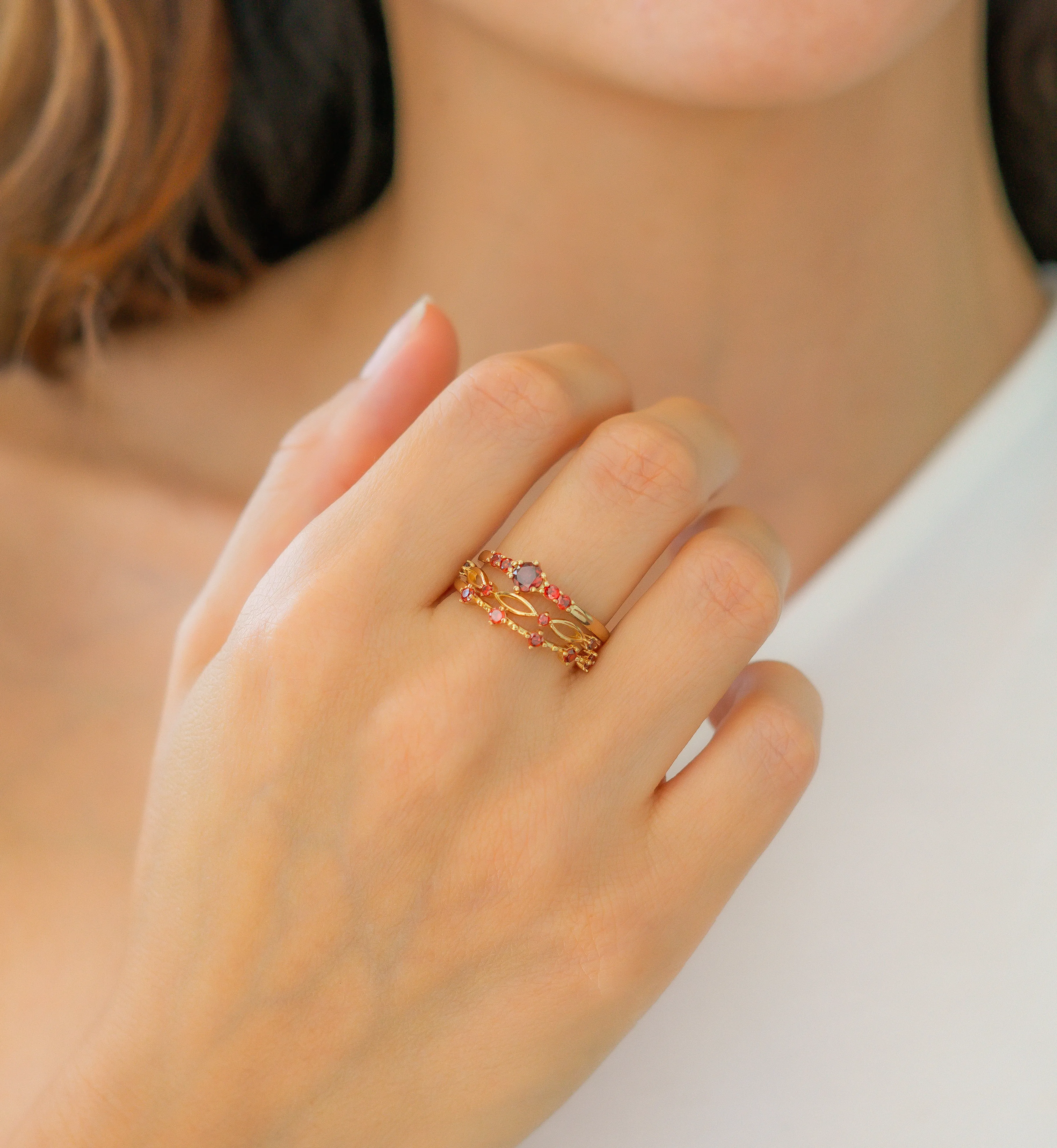 Braided Birthstone Stacking Ring Set sold by Mint & Lilly product image thumbnail 3