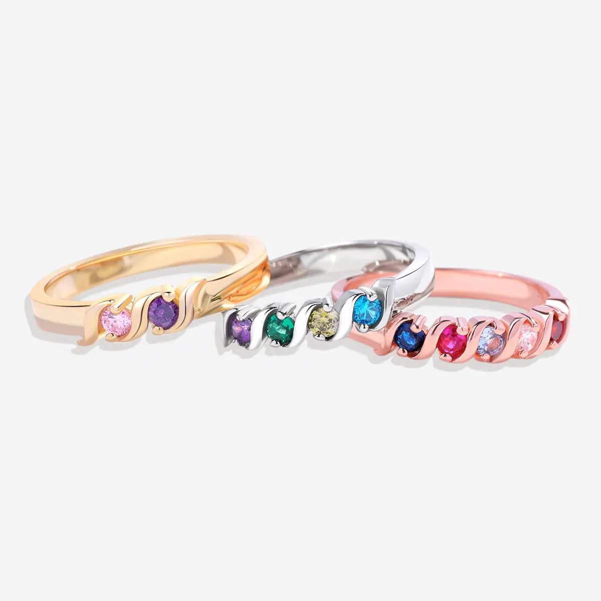 Personalized Wave Birthstones Ring sold by Mint & Lilly product image thumbnail 4