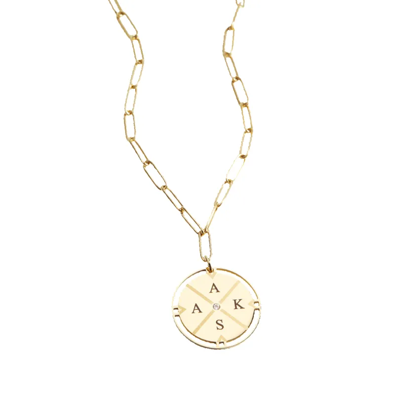 Personalized Compass Pendant Necklace sold by Mint & Lilly