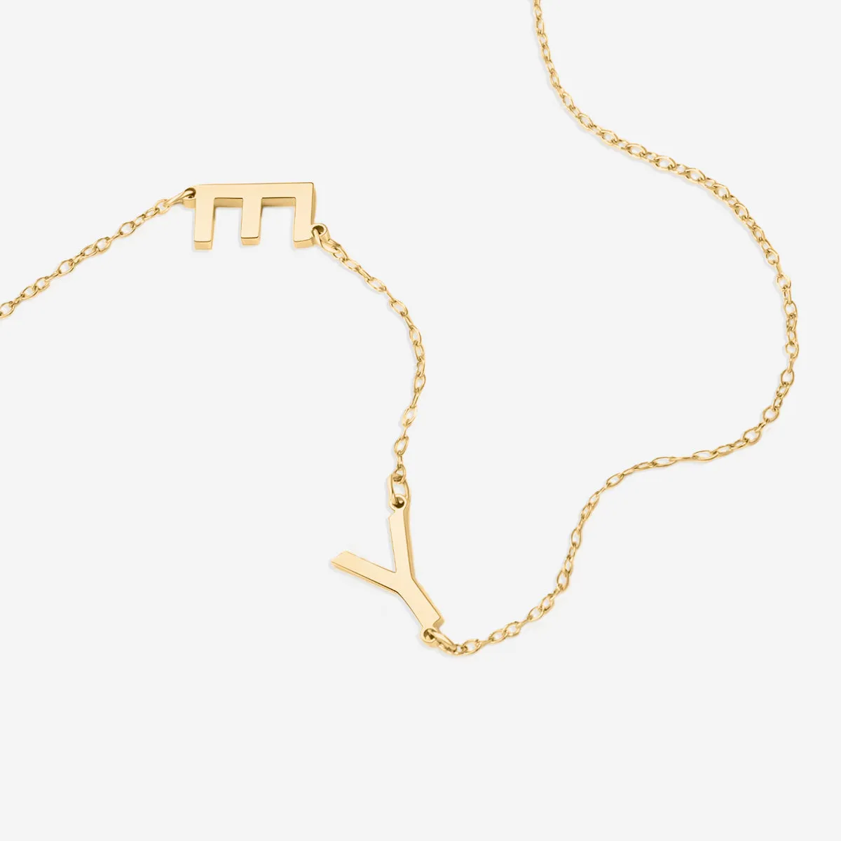 Asymmetrical Initials Necklace sold by Mint & Lilly product image thumbnail 4