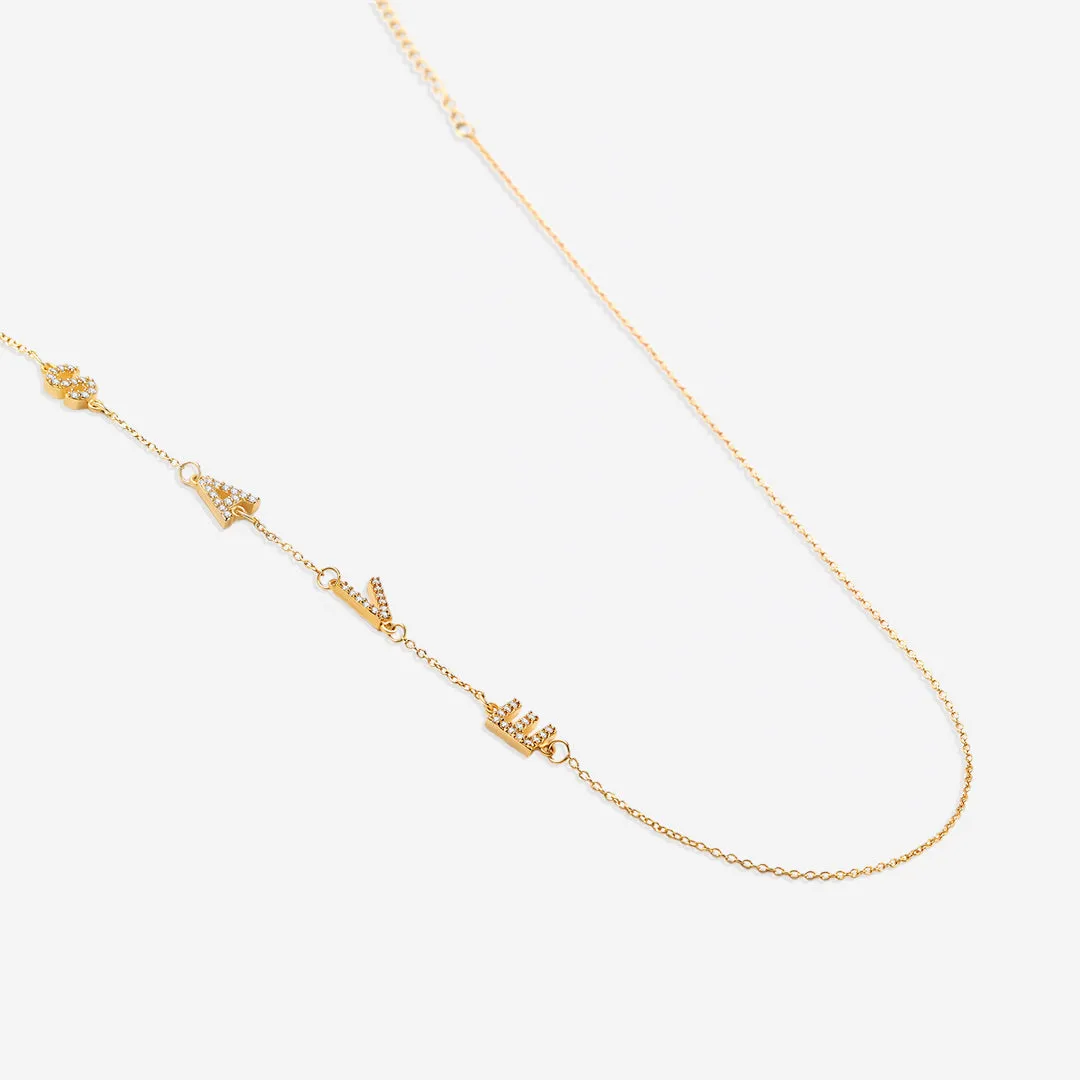 Sideways Pave Initials Necklace sold by Mint & Lilly product image thumbnail 4