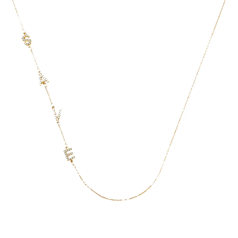 Sideways Pave Initials Necklace made by Mint & Lilly