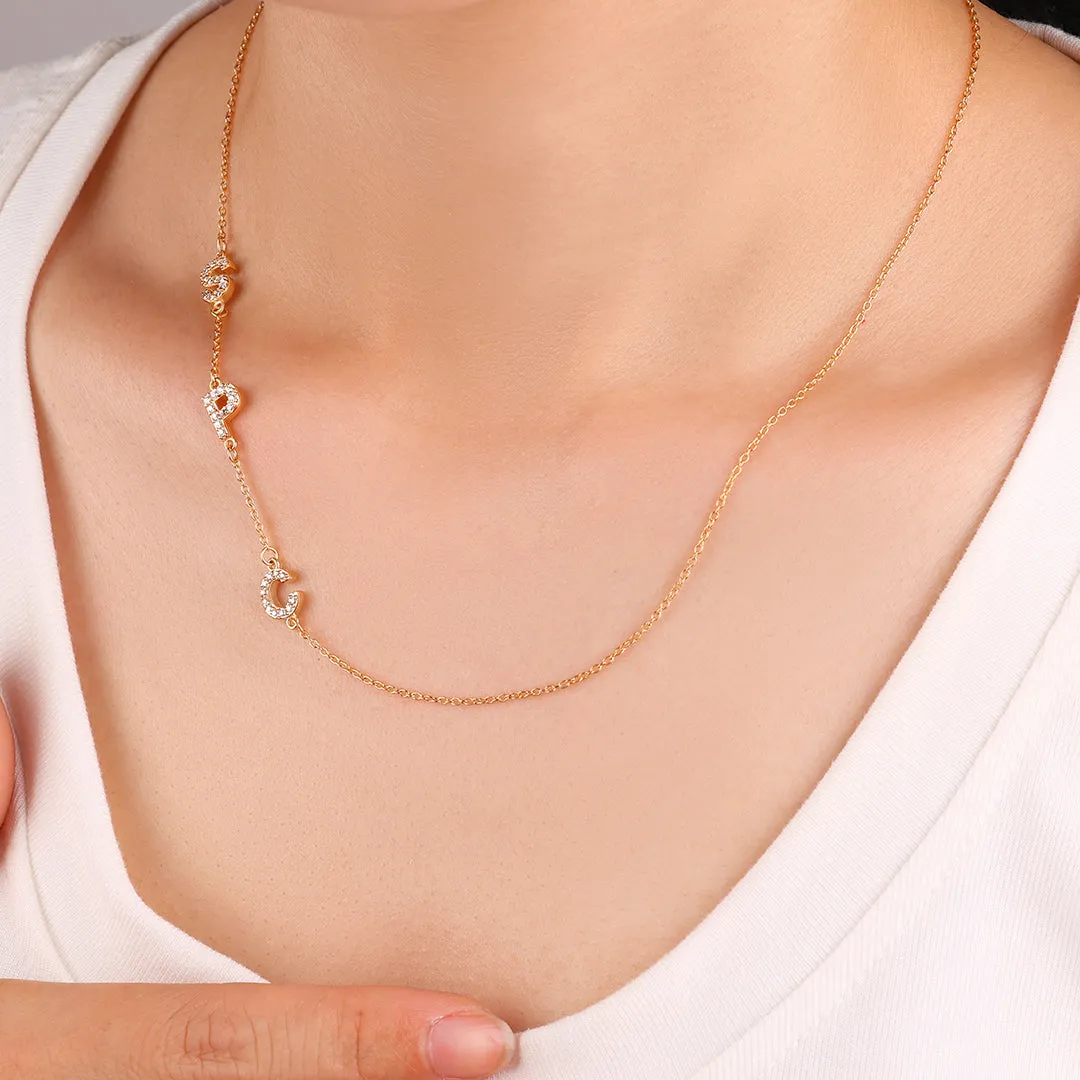 Sideways Pave Initials Necklace sold by Mint & Lilly product image thumbnail 3