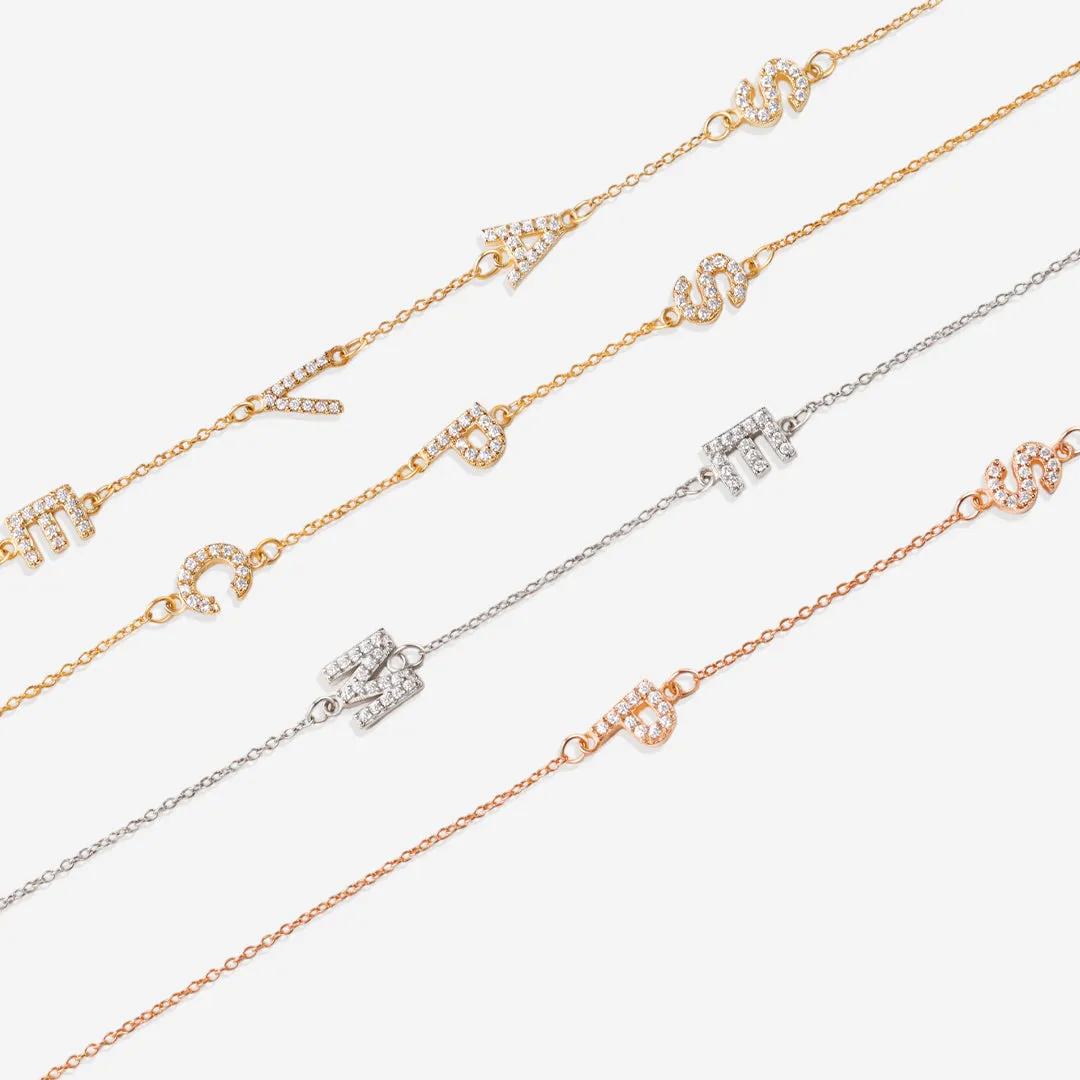Sideways Pave Initials Necklace sold by Mint & Lilly product image thumbnail 5