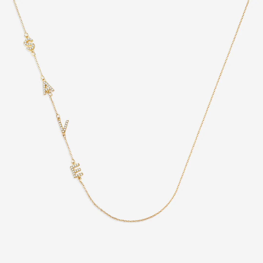 Sideways Pave Initials Necklace sold by Mint & Lilly product image thumbnail 2