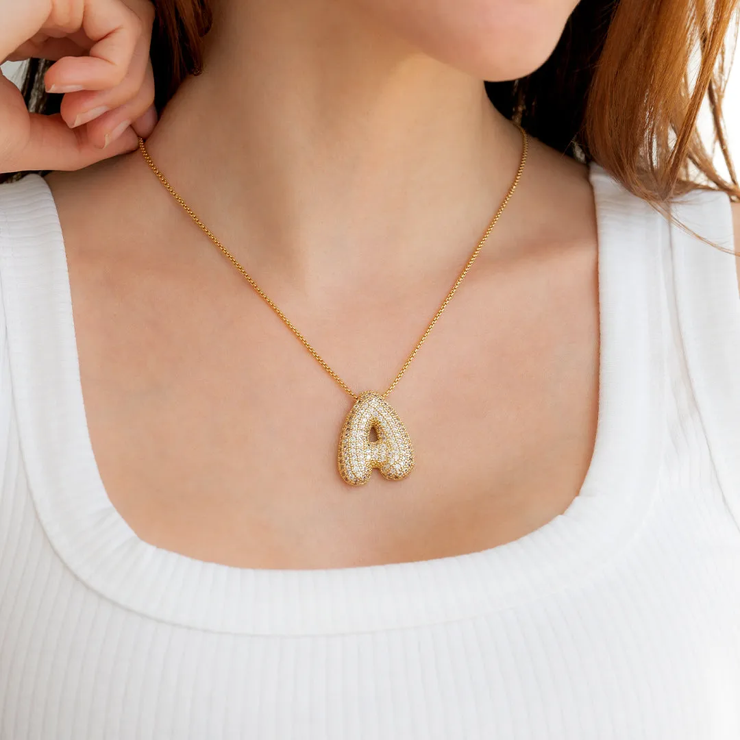 Pave Bubble Initial Necklace sold by Mint & Lilly product image thumbnail 5