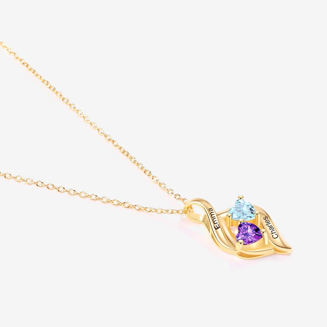 Personalized Double Heart Birthstone Necklace sold by Mint & Lilly product image thumbnail 2