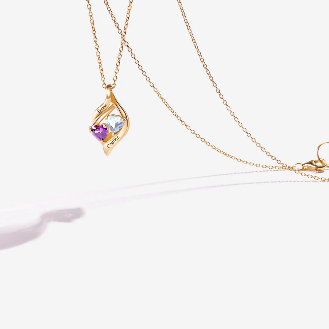 Personalized Double Heart Birthstone Necklace sold by Mint & Lilly product image thumbnail 5